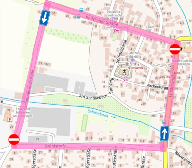 Plan Einschränkungen Friedensstrasse